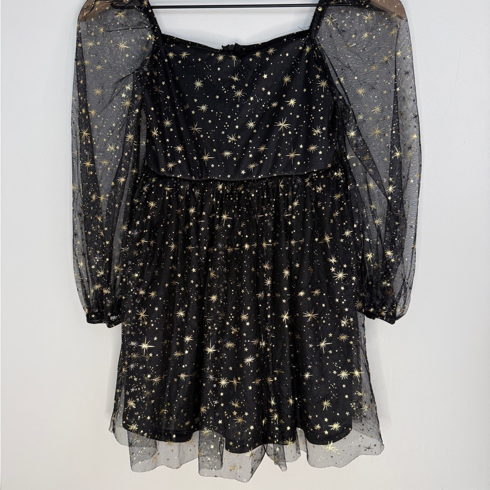 Girls Starry Night Galaxy Mesh Overlay Dress Size 8
